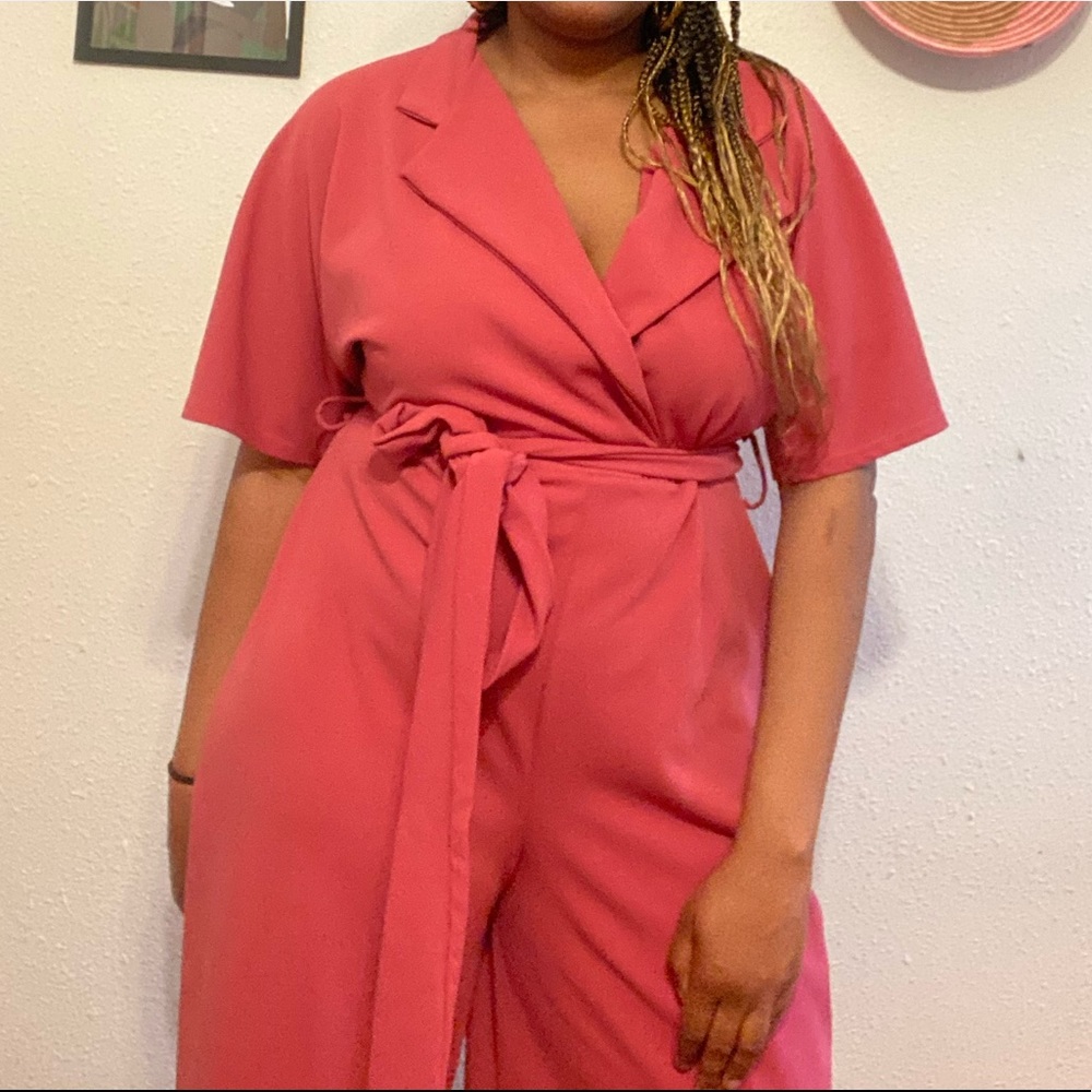 ASOS Curve blush pink cropped jumpsuit